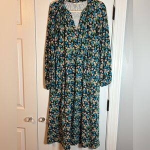 Boden Multicolor Floral Long Sleeve Dress